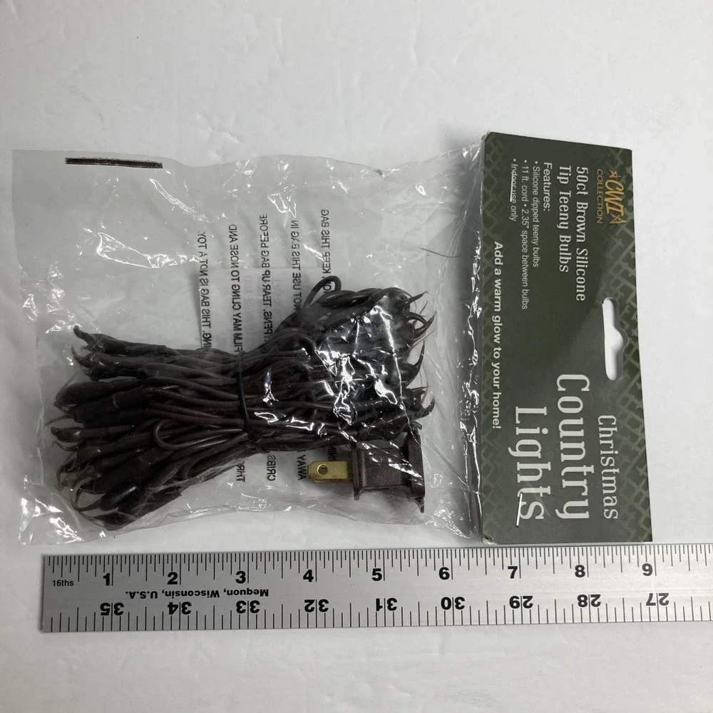 CWLA Collection Christmas String Lights 100 Count Brown Cord Indoor/Outdoor UL